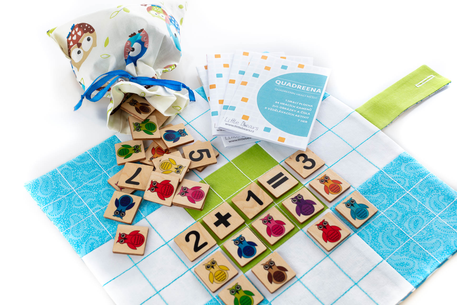 Logická hra QUADREENA, která je kombinací obrázkového a číselného sudoku. Vhodné pro předškolní a mladší školní věk.